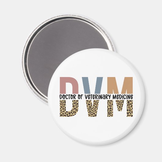 DVM Doktor der Veterinärmedizin Leopard Print Magnet (Vorderseite/Rückseite)