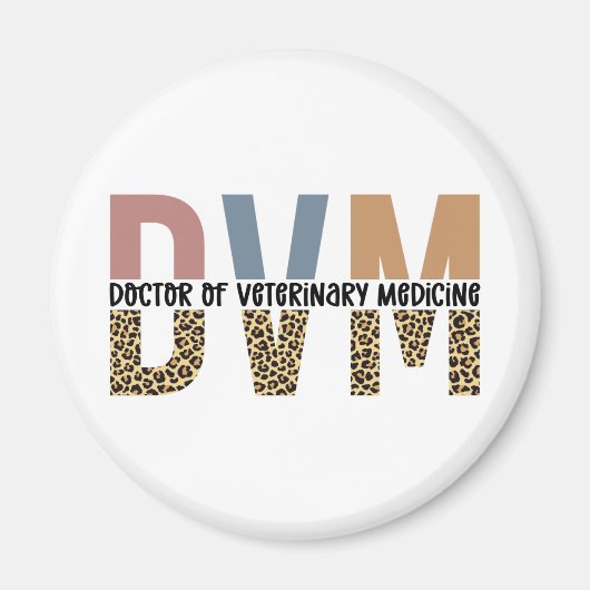 DVM Doktor der Veterinärmedizin Leopard Print Magnet (Vorne)