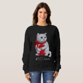 DVT Awareness Month Red Ribbon Cat Sweatshirt (Vorne ganz)