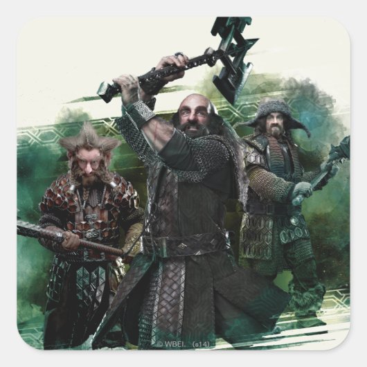 Dwalin, Nori, & Bofur Graphic Quadratischer Aufkleber (Vorderseite)
