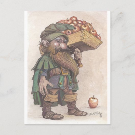 Dwarf carrying apples postkarte (Vorderseite)