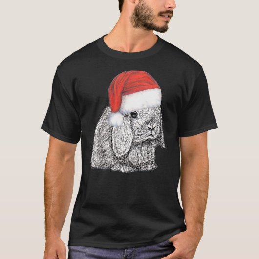 Dwarf Lop Eared Bunny Rabbit In Santa Claus Christ T-Shirt (Vorderseite)