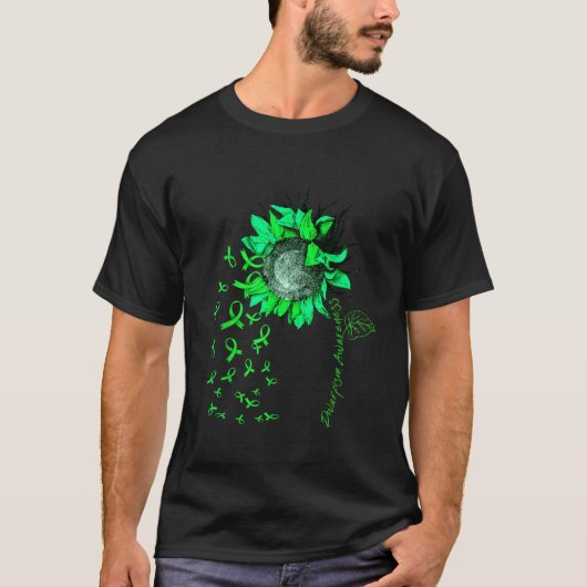DWARFISM AWARENESS Sonnenblumen Grüne Schleife T-Shirt (Vorderseite)