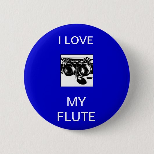 dwarsfluit, I LOVE, MY FLUTE Button (Vorderseite)