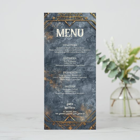 Dwarven Splendor Fantasy Wedding Menu Menükarte (Stehend Vorderseite)