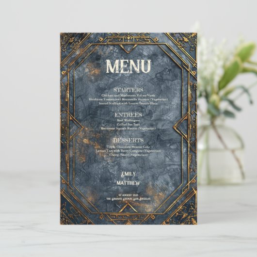 Dwarven Splendor Fantasy Wedding Menu Menükarte (Stehend Vorderseite)