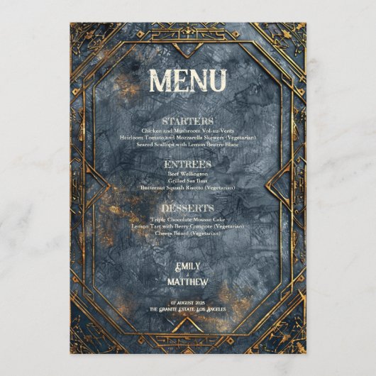 Dwarven Splendor Fantasy Wedding Menu Menükarte (Vorderseite)