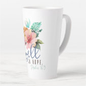 Dwell in Hope Bible Verse Floral Milchtasse (Rechte Ecke)