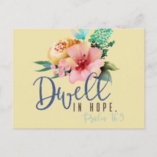 Dwell in Hope Verse Floral Postkarte