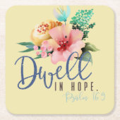 Dwell in Hope Verse Floral Rechteckiger Pappuntersetzer (Vorderseite)