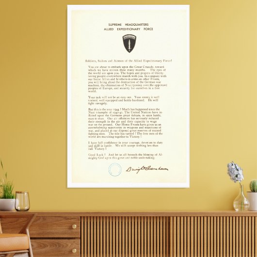 Dwight D. Eisenhower's Order of the Day (1944) Leinwanddruck (Insitu (Wohnzimmer))
