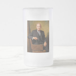 Dwight Eisenhower Präsident Weiße-Haus-Porträt Mattglas Bierglas