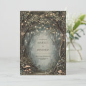 Dwilight Forest Canopy Lights und Mushroom Wedding Einladung (Stehend Vorderseite)