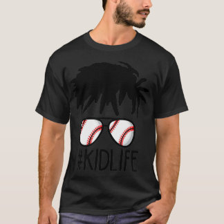Dy Afro Hair Boy KidLife Baseball Lover Players  T-Shirt