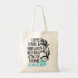Dy Coffee Scrubs und Rubber Gloves Messy Bun CNA N Tragetasche