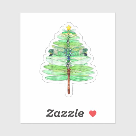 Dy Funny Dragonfly Christmas Tree Xmas Insect Love Aufkleber (Blatt)