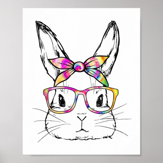 Dy Niedlich Bunny Face Gefärbte Krawatte Gles Oste Poster (Vorne)