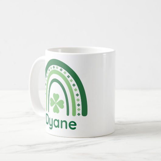 Dyane Name Clover Boho Rainbow Kaffeetasse (Vorderseite Links)