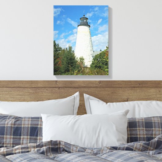 Dyce Head Leuchtturm, Maine Wrapped Canvas Print Leinwanddruck (Insitu (Schlafzimmer))