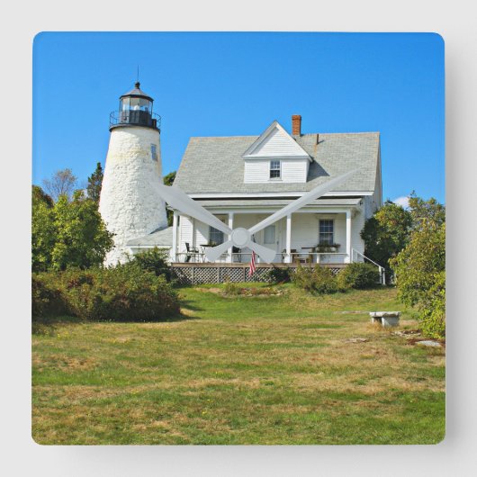 Dyce Head Lighthouse, Maine Square Wall Clock Quadratische Wanduhr (Vorderseite)