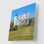 Dyce Head Lighthouse, Maine Square Wall Clock Quadratische Wanduhr (Winkel)
