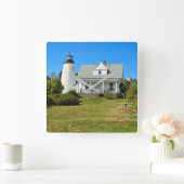 Dyce Head Lighthouse, Maine Square Wall Clock Quadratische Wanduhr (Zuhause)