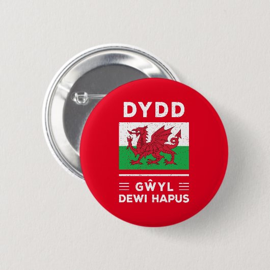 Dydd GÆDewi Hapus Happy St Davids Day 3 Button (Vorne & Hinten)