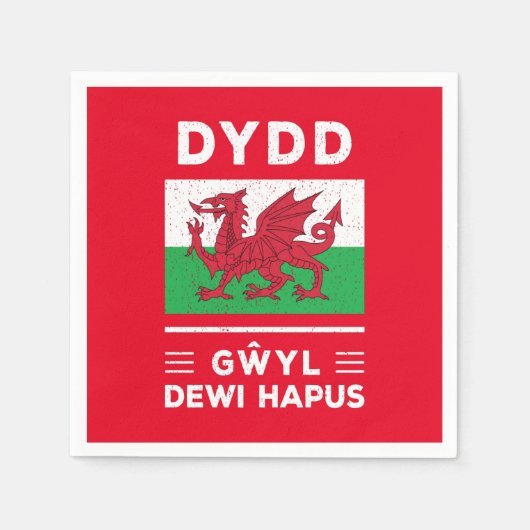 Dydd GÆDewi Hapus Happy St Davids Day 3 Serviette (Vorderseite)