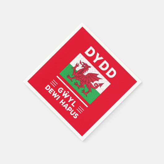 Dydd GÆDewi Hapus Happy St Davids Day 3 Serviette (Ecke)