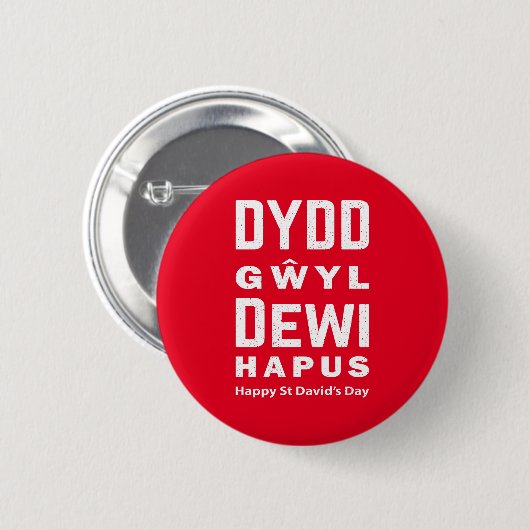 Dydd GÆDewi Hapus Happy St Davids Day 4 Button (Vorne & Hinten)