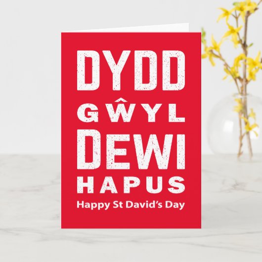 Dydd GÆDewi Hapus Happy St Davids Day 4 Karte (Gelbe Blume)