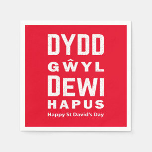 Dydd GÆDewi Hapus Happy St Davids Day 4 Serviette