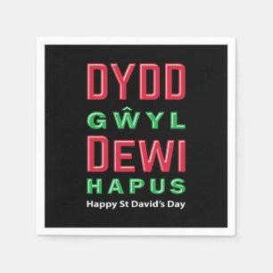Dydd GÆDewi Hapus Happy St Davids Day 5 Serviette