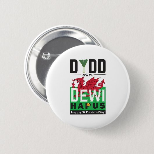 Dydd GÆDewi Hapus Happy St Davids Day 6 Button (Vorne & Hinten)