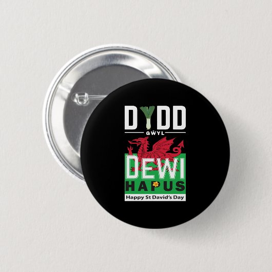 Dydd GÆDewi Hapus Happy St Davids Day 7 Button (Vorne & Hinten)