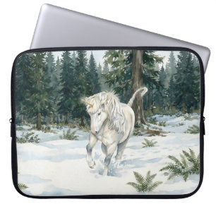 Dyfra Isländisches Einhorn tollt im schneebedeckte Laptopschutzhülle