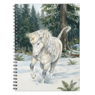 Dyfra Isländisches Einhorn tollt im schneebedeckte Notizblock