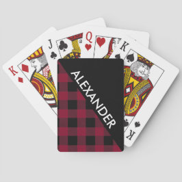 DYI BG Blk Buffalo Kariert 2 Dreiecke Diag Burgund Spielkarten