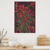 Dying Tulips Red Blume Statement Floral Painting Poster (Küche)