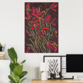 Dying Tulips Red Blume Statement Floral Painting Poster (Heimbüro)