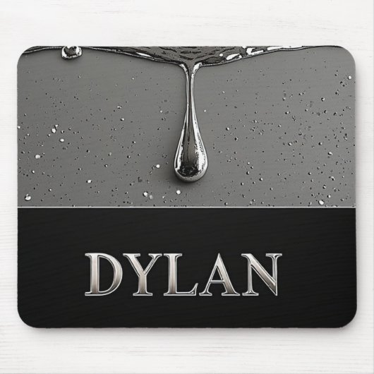 Dylan Chrome Namensschild mit flüssigen Metalltrop Mousepad (Vorne)
