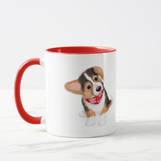 Dylan, die Corgi Welpen Weihnachts-Tasse Tasse (Links)