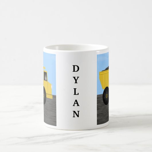 Dylan Dump Truck Personalisiert Name Tasse (Mittel)