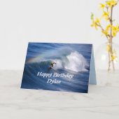 Dylan Happy Birthday Surfer mit Regenbogen Karte (Gelbe Blume)