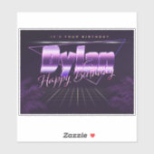 Dylan Name Vorname lila retro Sticker Geburtstag (Blatt)