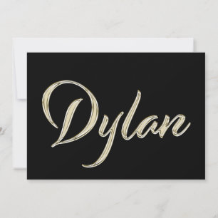 Dylan Name white gold Handwriting Karte