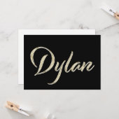 Dylan Name white gold Handwriting Karte (Vorderseite/Rückseite Beispiel)