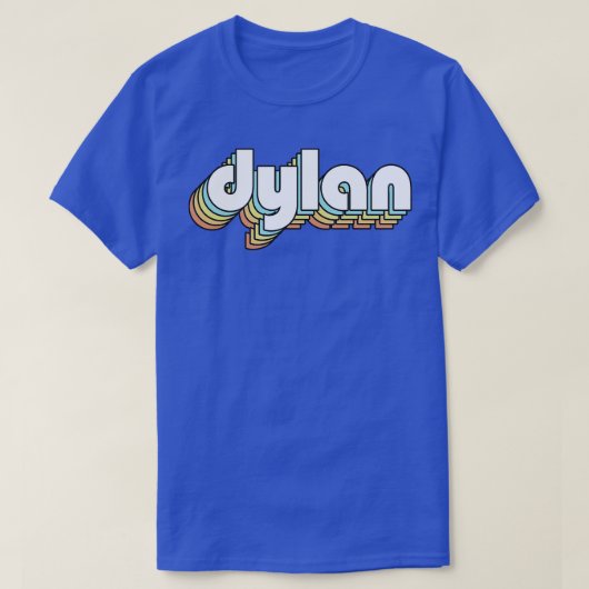 Dylan Retro Rainbow Typografie Faded Style T-Shirt (Design vorne)