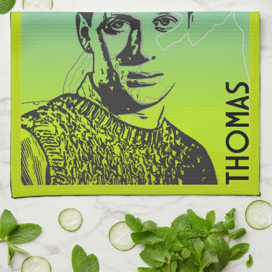 Dylan Thomas Welsh Poet Geschirrtuch (Gefaltet)