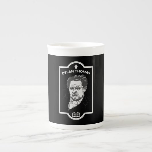 Dylan Thomas Welsh Poet Porzellantasse (Vorderseite)